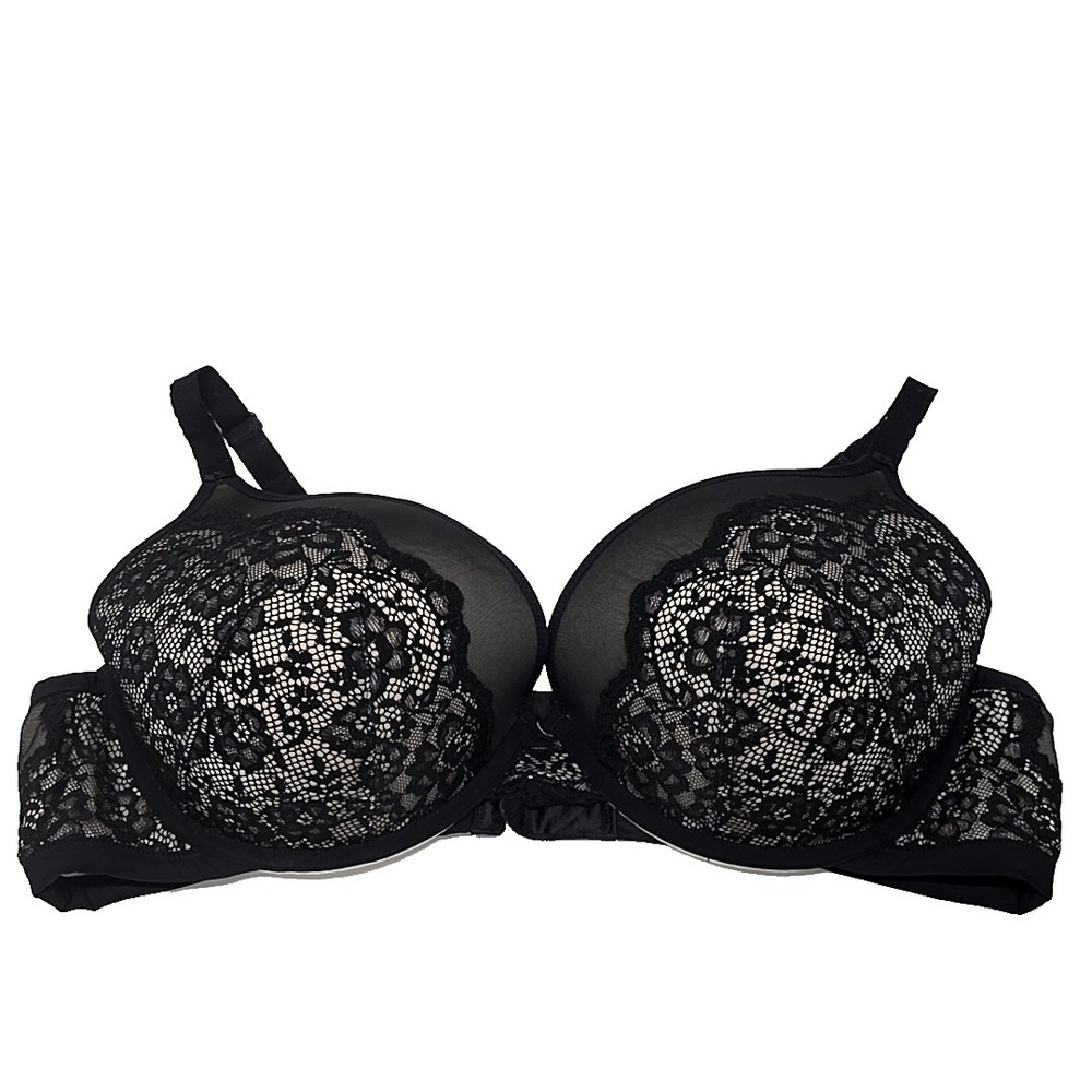 Torrid Black Lace Push Up Plunge Bra Floral Lace Padded Underwired 42DD